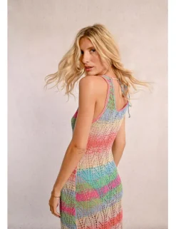 Vestido largo sin manga multicolor