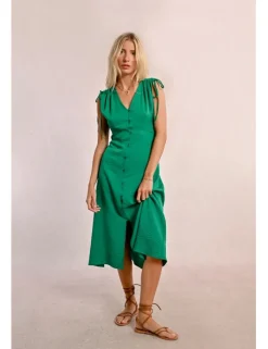 Vestido midi con manga corta ajustable
