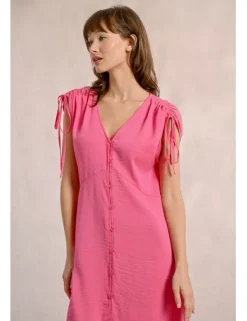 Vestido midi con manga corta ajustable