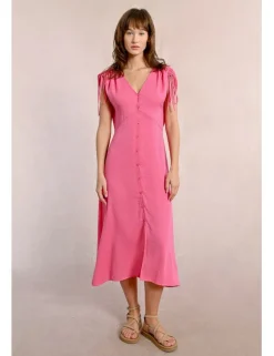 Vestido midi con manga corta ajustable