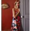 Vestido midi de tirantes con estampado y volantes