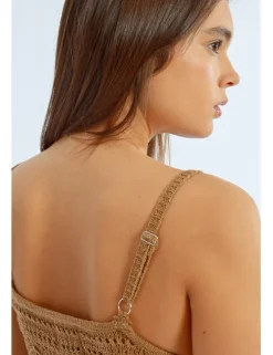 Vestido midi de tirantes crochet