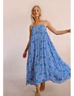 Vestido midi de tirantes con estampado