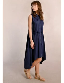 Vestido sin manga asimétrico plisado