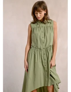 Vestido sin manga asimétrico plisado