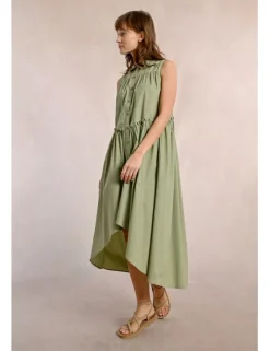 Vestido sin manga asimétrico plisado