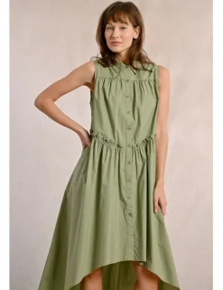 Vestido sin manga asimétrico plisado