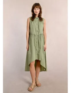 Vestido sin manga asimétrico plisado