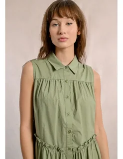 Vestido sin manga asimétrico plisado