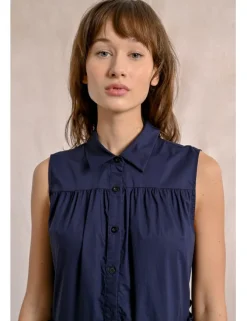 Vestido sin manga asimétrico plisado