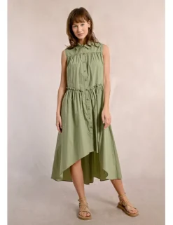Vestido sin manga asimétrico plisado