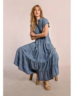 Vestido vaquero, largo con volantes