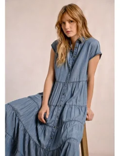 Vestido vaquero, largo con volantes