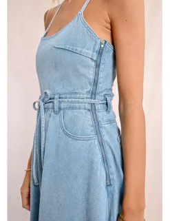 Vestido vaquero midi de tirantes