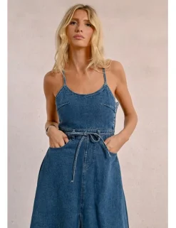 Vestido vaquero midi de tirantes